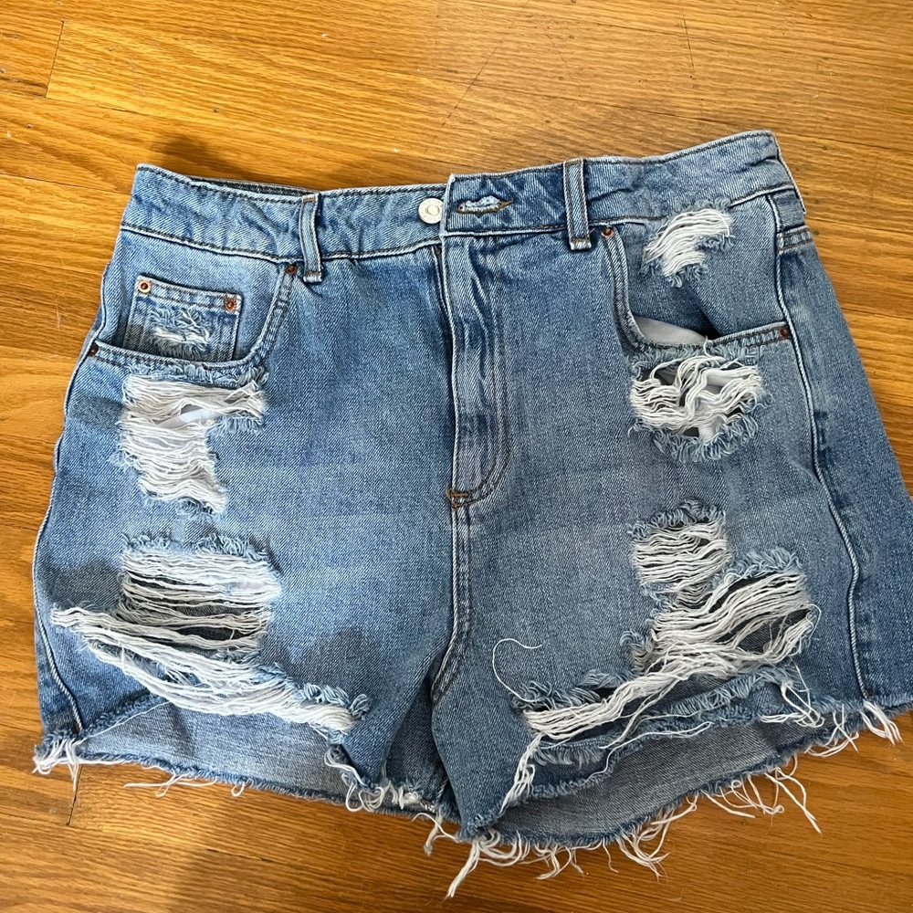 Topshop Mom Distressed Jean Shorts
